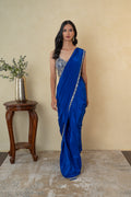 Royal Blue Mirror Work Drape Saree