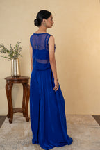 Royal Blue Pearl Work Palazzo Dress