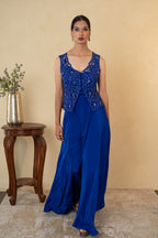 Royal Blue Pearl Work Palazzo Dress