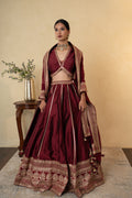 Maroon Silk Embroidered Lehenga Choli with Dupatta