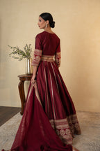 Maroon Silk Embroidered Lehenga Choli with Dupatta