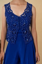 Royal Blue Pearl Work Palazzo Dress