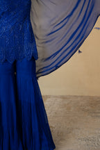 Royal Blue Pearl Work Kurti Garara with Dupatta
