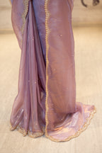 Lavender Sheer Organza Saree With Pearl And Cutdana Details