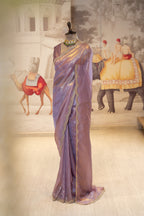 Lavender Sheer Organza Saree With Pearl And Cutdana Details