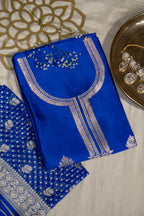 Royal Blue Embroidered Unstitched Suit with Dupatta