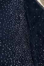 Navy Blue Net Sequin Work Unstitched Saree