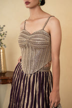 Wine Tissue Embellished Party Wear Lehenga