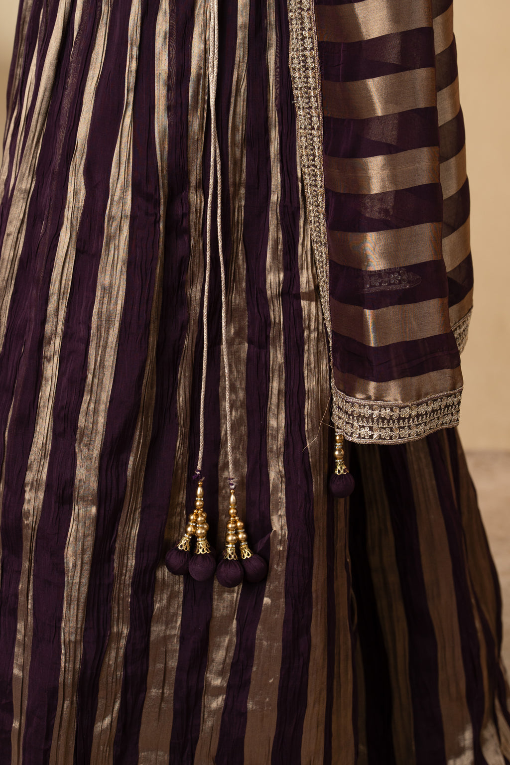 Wine Tissue Embellished Party Wear Lehenga