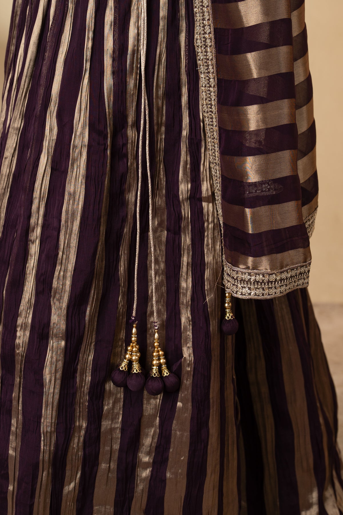 Wine Tissue Embellished Party Wear Lehenga