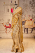 Golden Yellow Crush Tissue Unstitched Saree