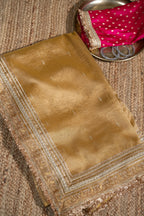 Golden Yellow Crush Tissue Unstitched Saree