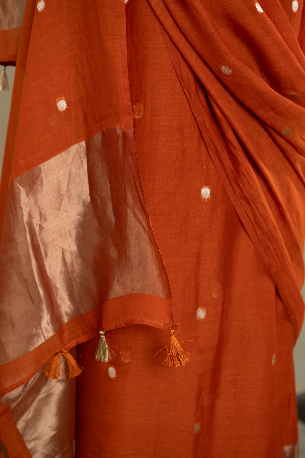 Rust Banarsi Mal Chanderi Unstitched Suit Set