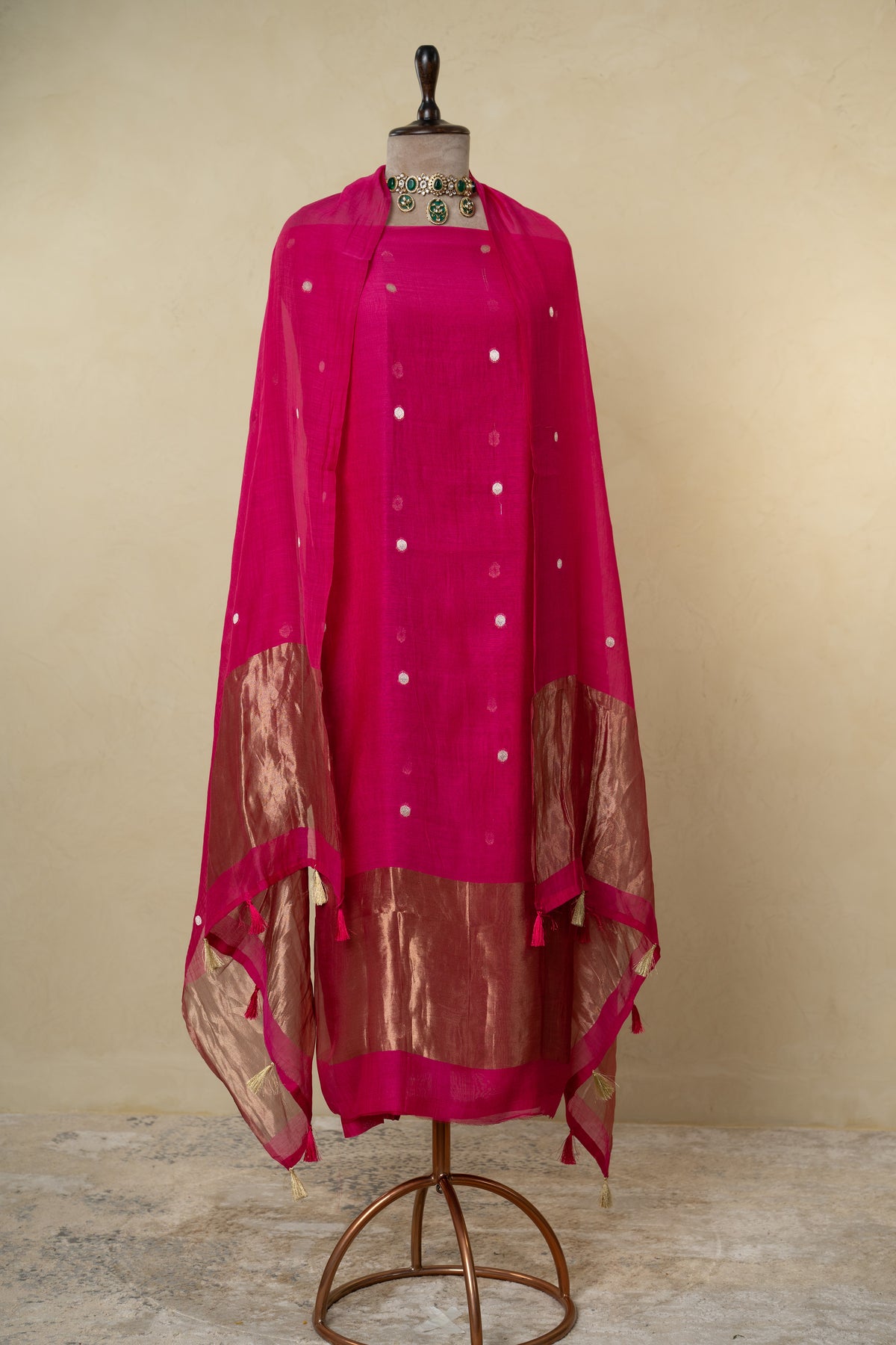 Rani Banarsi Mal Chanderi Unstitched Suit Set
