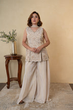 Ivory Tissue Embroidered Palazzo Dress