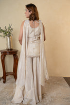 Ivory Tissue Embroidered Palazzo Dress
