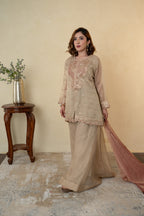 Golden Tissue Embroidered Palazzo Dress