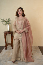 Golden Tissue Embroidered Palazzo Dress