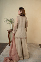 Golden Tissue Embroidered Palazzo Dress