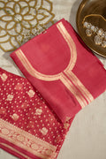 Onion Pure Silk Unstitched Suit Set With Weaving Details