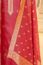 Onion Pure Silk Unstitched Suit Set With Weaving Details