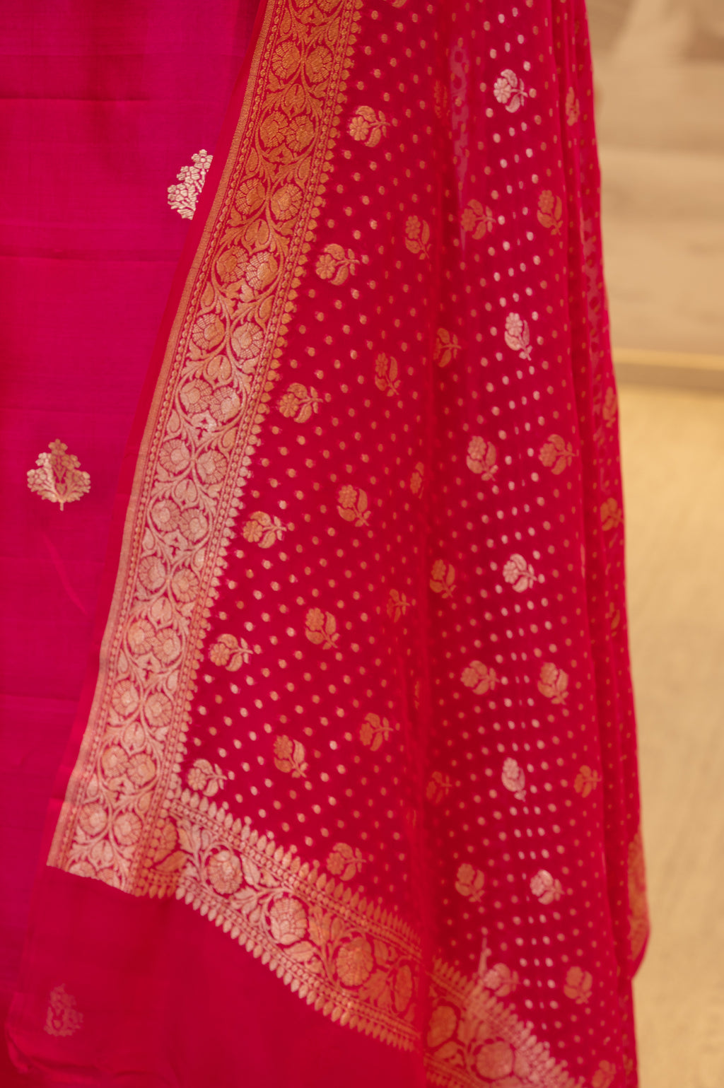 Rani Pure Silk Unstitched Suit Set With Weaving Details