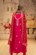 Rani Pure Silk Unstitched Suit Set With Weaving Details