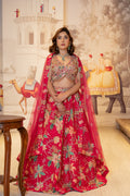 Magenta Silk Mirror Work Lehenga Set