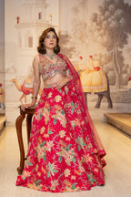 Magenta Silk Mirror Work Lehenga Set