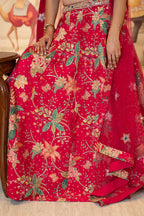 Magenta Silk Mirror Work Lehenga Set