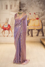 Lavender Sheer Organza Saree With Pearl And Cutdana Details
