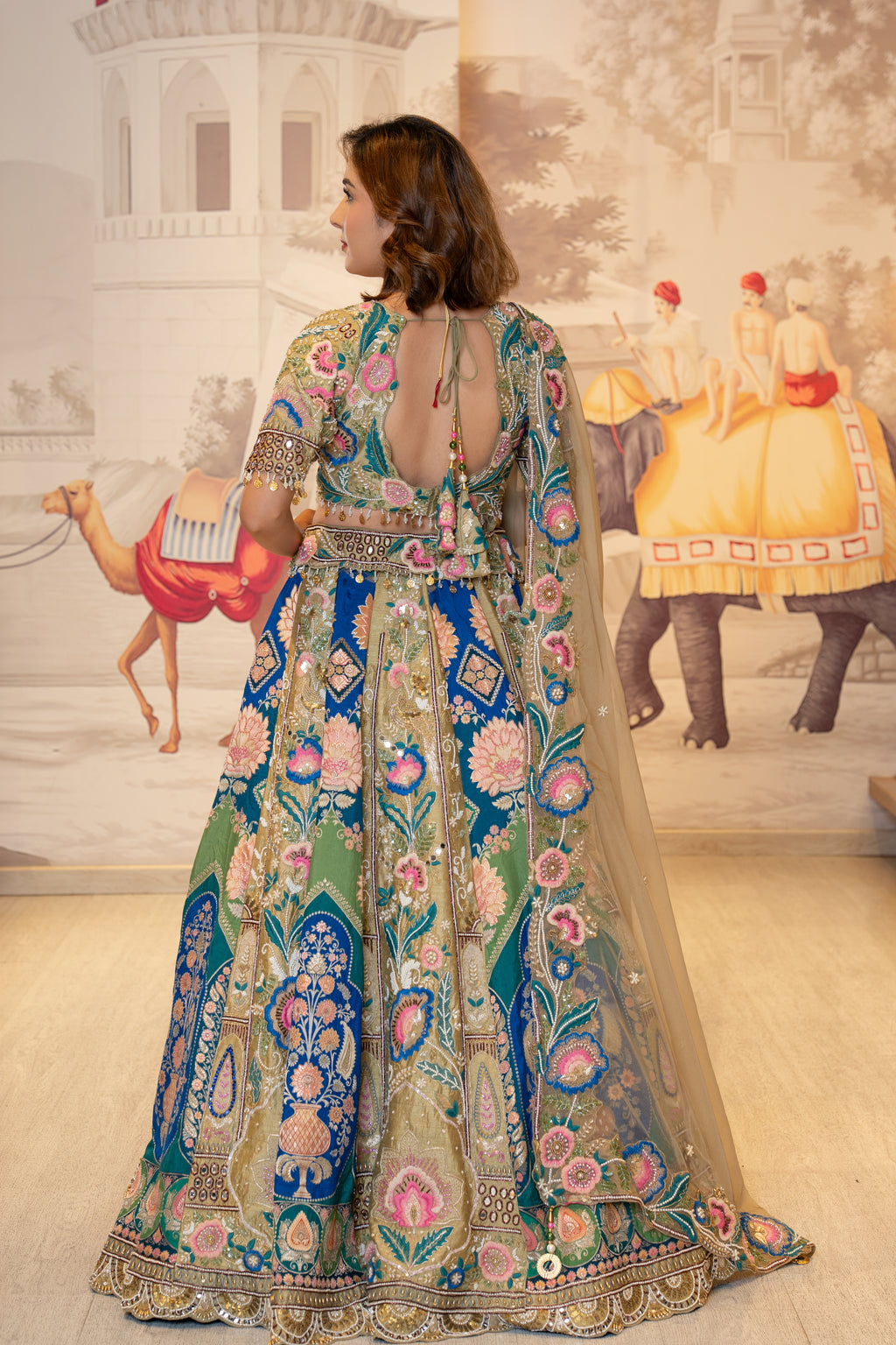 Multicolor Silk Handwork Lehenga Set