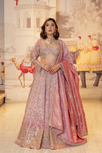 Blush Pink Tissue Mirror Work Lehenga Set with Dupatta
